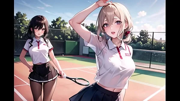 Sexy Young Anime Teens Playing Tennis With Transparent Cloth (with pussy masturbation ASMR sound!) Uncensored Hentai