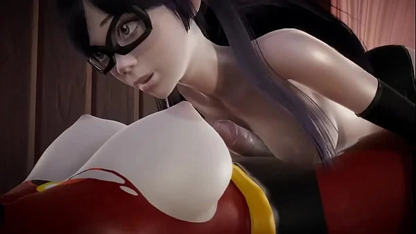 Incredibles - Double Futa - Violet Parr gets creampied by Helen - 3D Porn